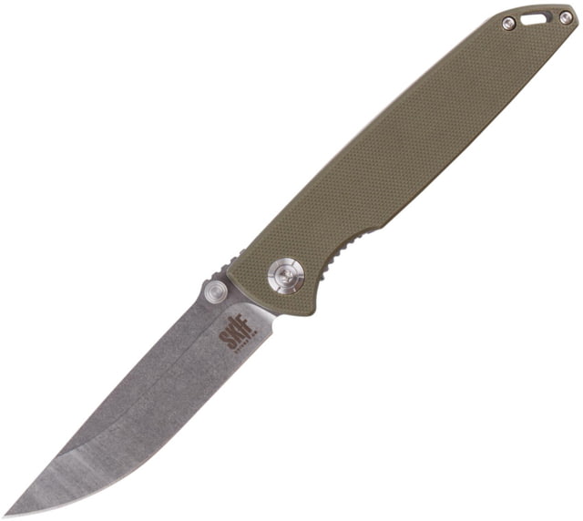SKIF Knives Stylus SW Olive Folding Knife 4.5in Closed 3.5in Stonewash Finish 8Cr13MoV Blade OD Green G10 Handle - Skif Knives