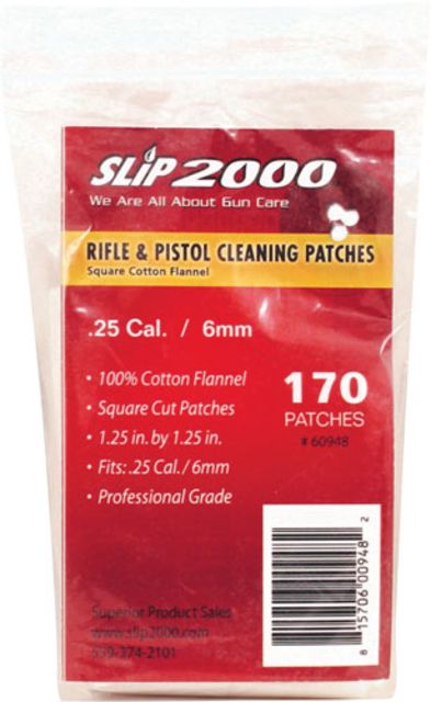 Slip 2000 Cleaning Patches 1.25'' Square 25cal/6mm 170-bag - Slip 2000