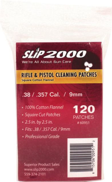 Slip 2000 Cleaning Patches 2.5''sq .38/357/40/9mm 120-pack - Slip 2000