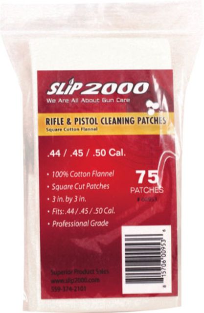 Slip 2000 Cleaning Patches 3'' Square .44/.45/.50 Cal 75-pack - Slip 2000