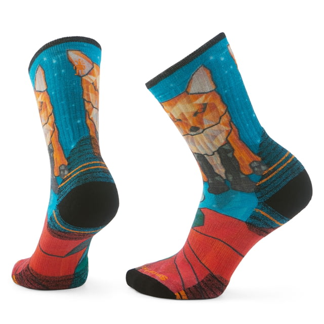 Smartwool Hike Targeted Cushion Geo Fox Print Crew Socks - Women's Capri Large