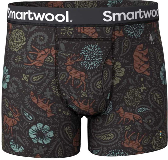 Smartwool Merino Print Boxer Brief Boxed - Men's Black Paisley Extra Large