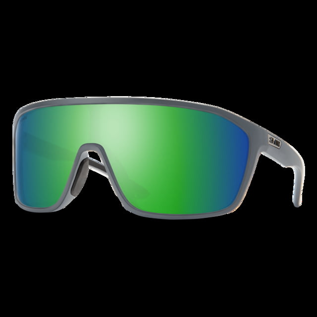 Smith Boomtown Sunglasses Matte Cement Frame ChromaPop Polarized Green Mirror Lens - Smith