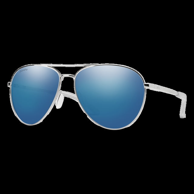Smith Layback Sunglasses Silver Frame ChromaPop Polarized Blue Mirror Lens - Smith