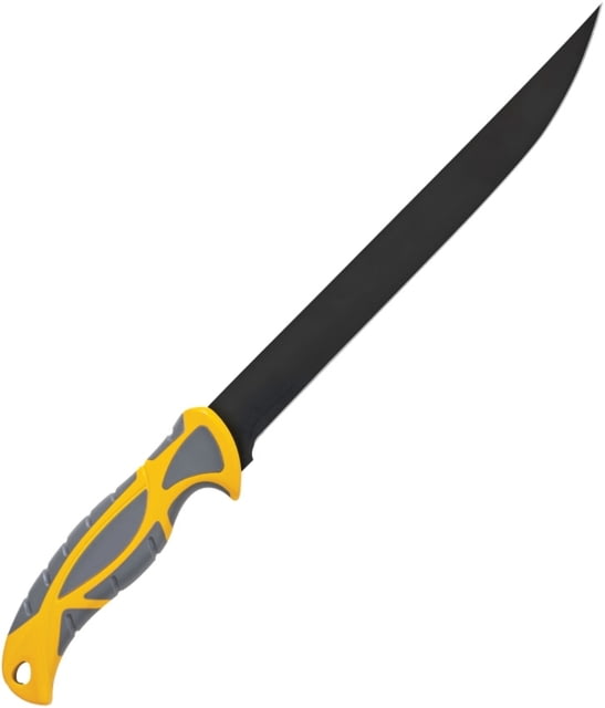 Smith's Sharpeners Lawaia Fillet Knife 14.5in Overall 9in Black 420 SS Fillet Blade Gray And Yellow Tpe Handle Gray Plastic Blade Cover Gray and - Smiths