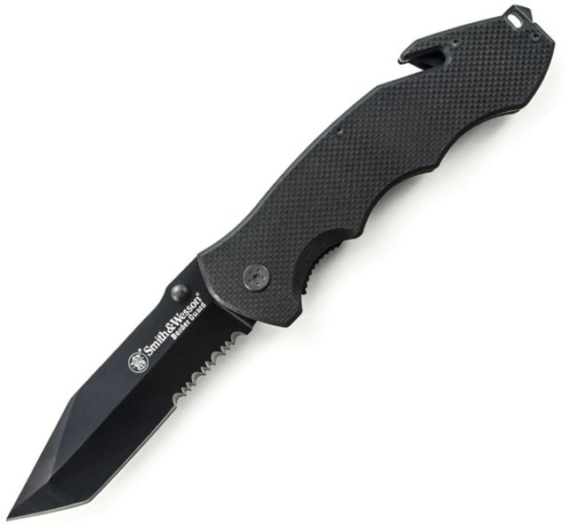 Smith & Wesson Border Guard II G-10 Handle Black Tanto Blade ComboEdge - Smith & Wesson