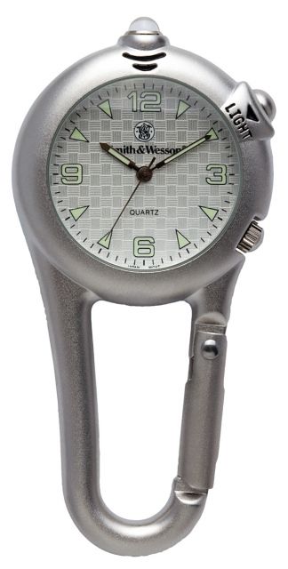 Smith & Wesson Carabiner Classic Watch w/LED Light Silver SWW-36-SLV