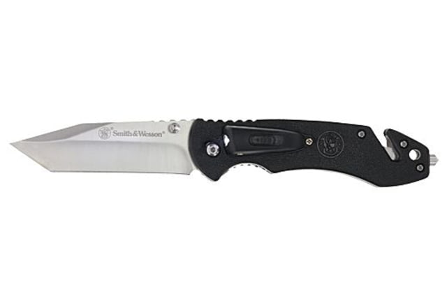 Smith & Wesson EDC Clip Folding Knife w/LED Flashlight 3.25in Stainless Steel Satin Blade Black Polymer Handle - Smith & Wesson