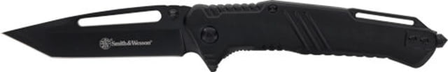 Smith & Wesson Extreme Ops Folding Knife w/ Glass Breaker 3in 7Cr Stainless Steel Black Tanto Blade Black Aluminum Handle