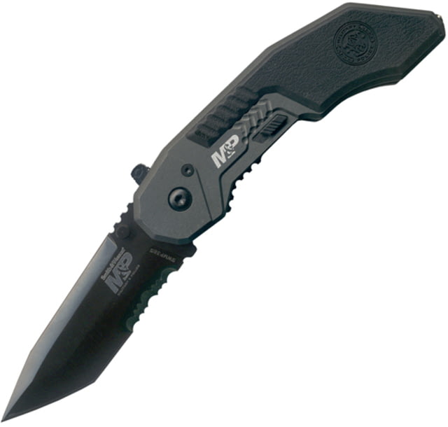 Smith & Wesson Military Police Magic Assisted Opening Folding Knife 2.9 in 4034 Black Combo Tanto Blade Flat Dark Earth Handle