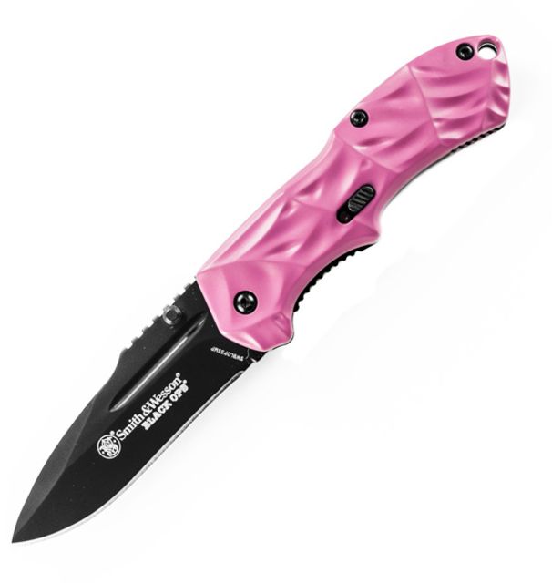 Smith & Wesson Pink Ops MAGIC Gen 3 Assisted Opening Folding Knife 2.5 in 4034 Steel Drop Point Plain Aluminum Pink
