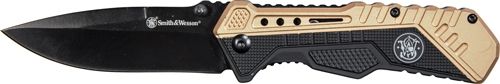 Smith & Wesson Smith & Wesson S&w Knife Black/fde Spring Ast 3.5'' Black Blade Rub/alum - $39.59 at Optics Planet
