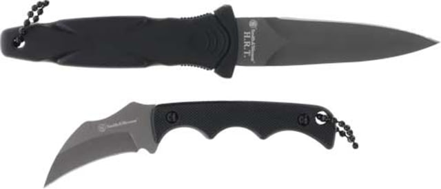 Smith & Wesson Boot/Karambit Neck Knife Set w/Sheaths 3.25in/2in 3Cr Stainless Steel Fixed Blade Black Matte Rubber/G-10 Handle - Smith & Wesson