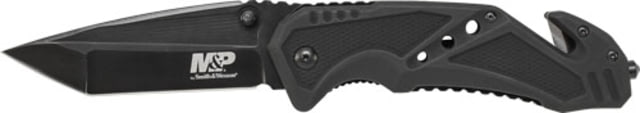 Smith & Wesson M&p Clip Folder Liner Lock Black Blade And Black Handle Strap Cutter Ceramic Glass Breaker - Smith & Wesson