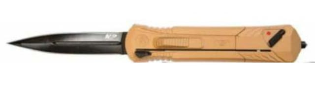 Smith & Wesson M&P OTF Automatic Folding Knife 3.5in Carbon Steel Spear Point Aluminum FDE Handle Black