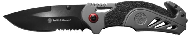 Smith & Wesson Smith & Wesson Spring Assisted Rescue Folding Knife 3.4in 8Cr13MoV Steel Blade 4.5in Rubberized Aluminum Handle - $37.49 at Optics Planet