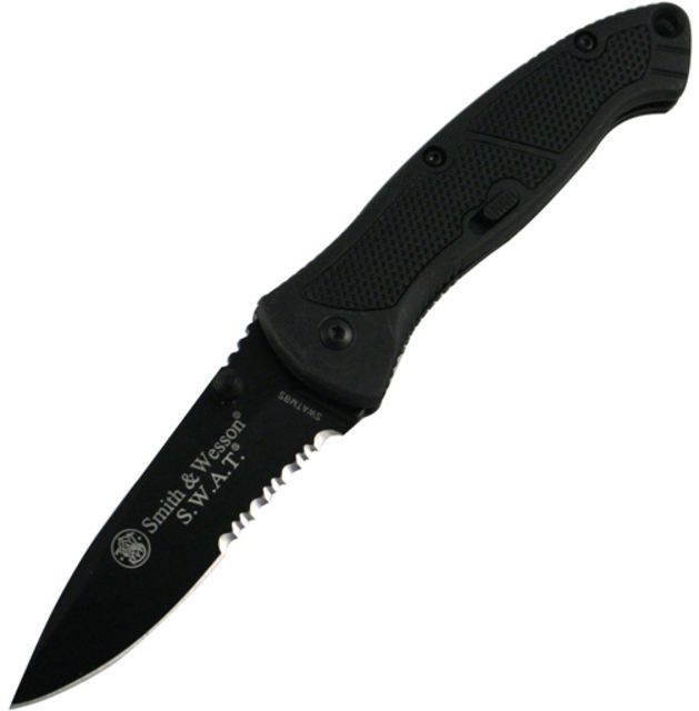 Smith & Wesson SWAT Magic Medium Black Handle Black Blade ComboEdge SWATMBS - Smith & Wesson