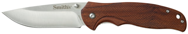 Smiths Adaha Folding Knife 3.43in 420 Stainless Steel Satin Drop Point Blade Wooden Handle Wood - Smiths