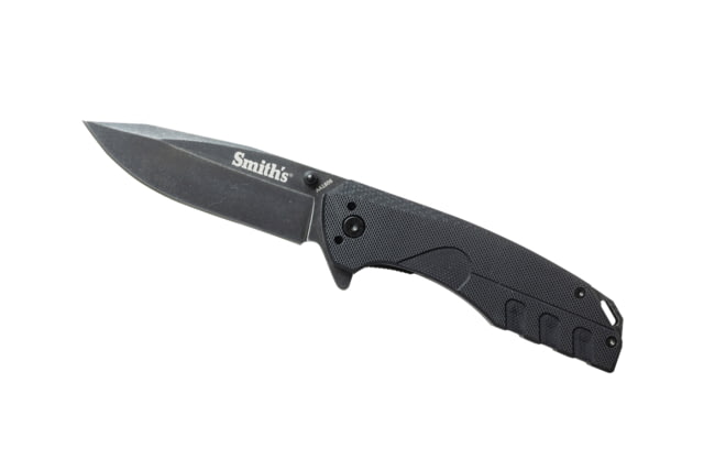 Smiths BattlePlan Folding Knife 3.35in 420 Stainless Steel Black Stonewash Drop Point Blade G10 Handle Black - Smiths