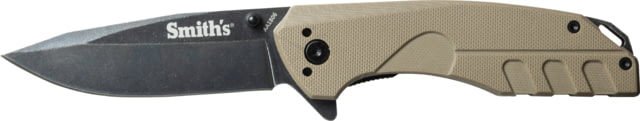 Smiths BattlePlan Folding Knife 3.35in 420 Stainless Steel Black Stonewash Drop Point Blade G10 Handle Desert Tan - Smiths