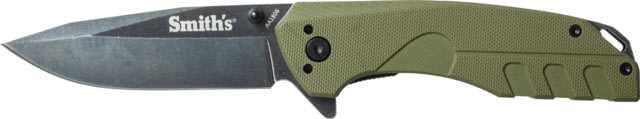 Smiths BattlePlan Folding Knife 3.35in 420 Stainless Steel Black Stonewash Drop Point Blade G10 Handle OD Green - Smiths