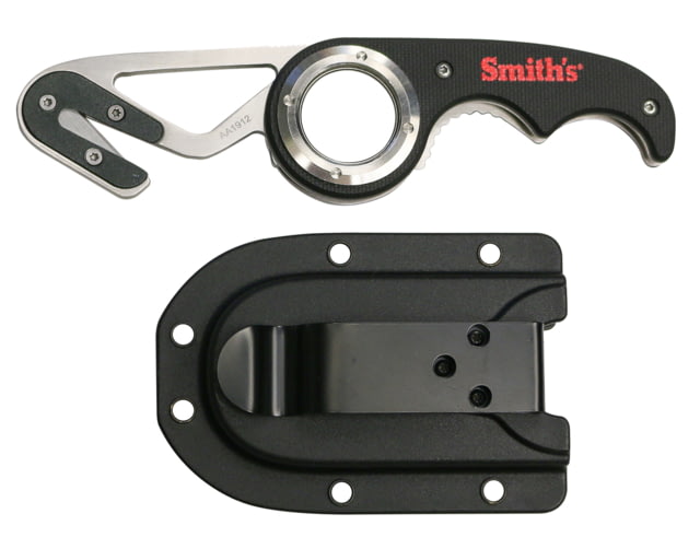 Smiths EdgeSport Folding Gut Hook/Seatbelt Cutter Knife ABS Handle Black - Smiths
