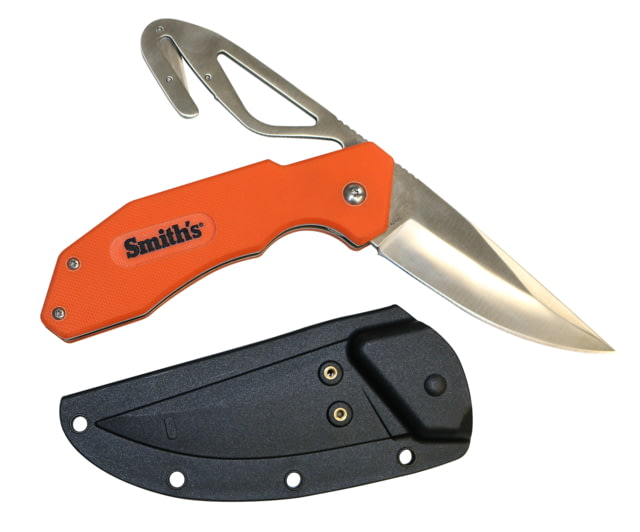 Smiths EdgeSport Folding Knife w/ Gut Hook 3in 400 Stainless Steel Skinner Blade/ Gut Hook G10 Handle Orange - Smiths