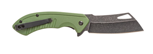 Smiths Rally Folding Knife 3.26in 420 Stainless Steel Black Stonewash Cleaver Blade G10 Handle OD Green - Smiths