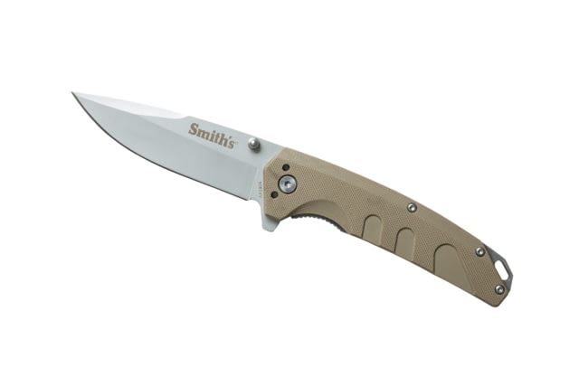 Smiths Rally Folding Knife 3.4in 420 Stainless Steel Satin Drop Point Blade G10 Handle Desert Tan - Smiths