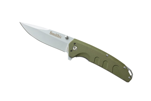 Smiths Rally Folding Knife 3.4in 420 Stainless Steel Satin Drop Point Blade G10 Handle OD Green - Smiths
