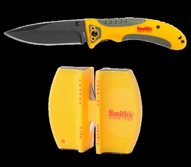 Smiths Trail Breaker Folding Knife 3.5in 420 Stainless Steel Black Drop Point Blade 2-Step Knife Sharpener - Smiths