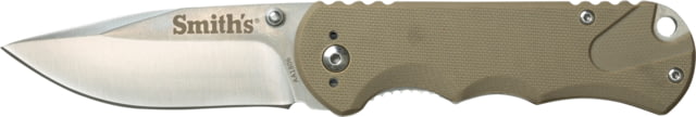 Smiths X-Trainer Folding Knife 2.97in 420 Stainless Steel Satin Drop Point Blade G10 Handle Desert Tan - Smiths
