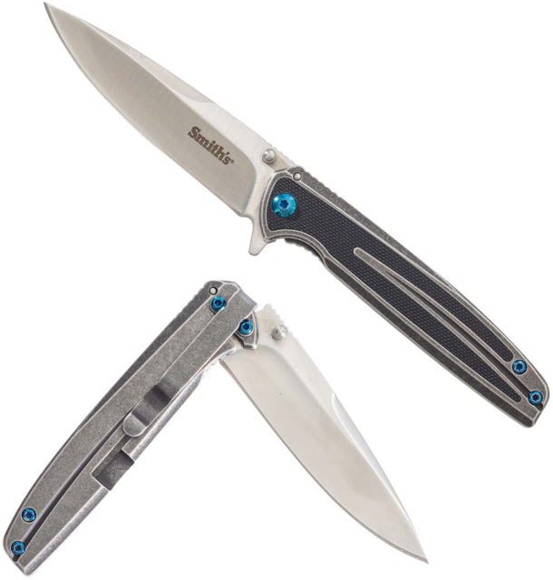 Smiths Products  Imfima 3.26in Folding Drop Point Plain Bead Blasted 3Cr13MoV SS Blade/ Bead Blasted Stainless Steel Handle Includes Pocket Clip