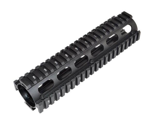 USED Sniper AR .308 2 Piece Drop-In Quad Rail Handguard 8.75in Round End Cap DPMS Low Profile Pattern Mid-Length Black M38ML-A - Sniper