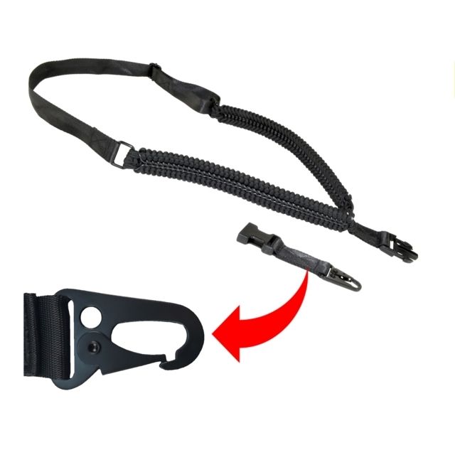 Sniper Single 1 Point Paracord Tactical Sling for Rifle Shotgun w/QD Quick Release Hooks for Sling Adapter Black - Sniper