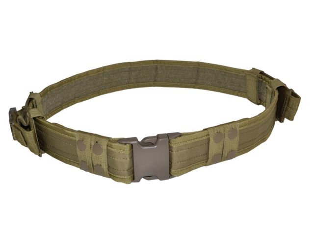 Sniper Tac Belt Heavy Duty Nylon Velcro 32-50 Waist 2 Removable Pouches 2in Wide Tan