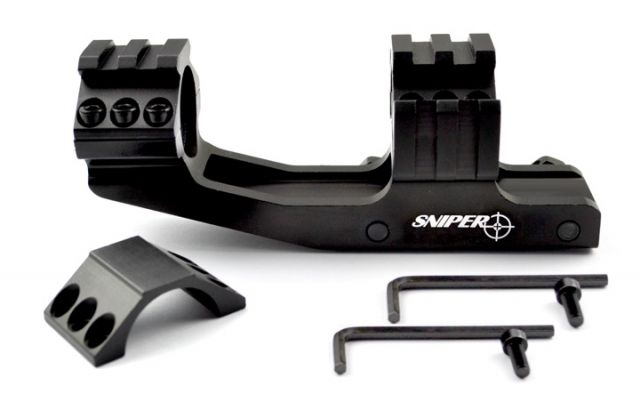 Sniper Tactical Cantilever Rings Top Rail Multiple Mount Black 1 in Diameter - Sniper