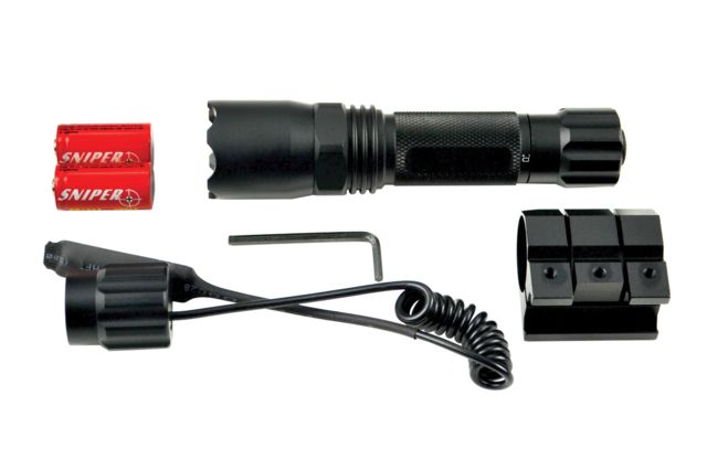 Sniper Tactical LED Flashlight w/ Picatinny Rail Mount 260 Lumens Black - Sniper