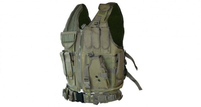 Sniper Tactical Multi Function Molle Plate Vest with Carrier for Bullet Clips Bullets w/ Pouch Green Fully Adjustable Length / Girth - Sniper