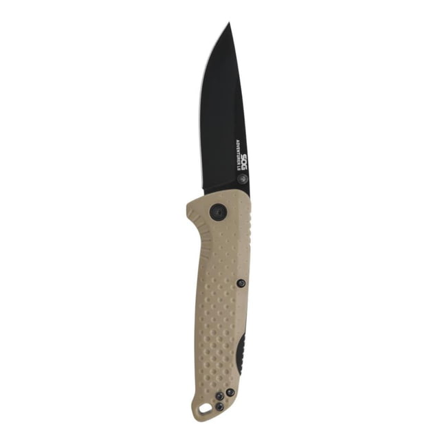 Sog SOG Adventurer LB Lock Back Knife FDE Tan Polymer 3" Black Tan 5Cr15MoV adult
