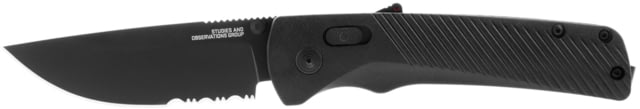 SOG Specialty Knives & Tools Flash At Blackout Automatic Folding Knife 3.38in D2 Tool Steel Drop Point Blade Partially Serrated Black Coated Black GRN - Sog Specialty Knives & Tools