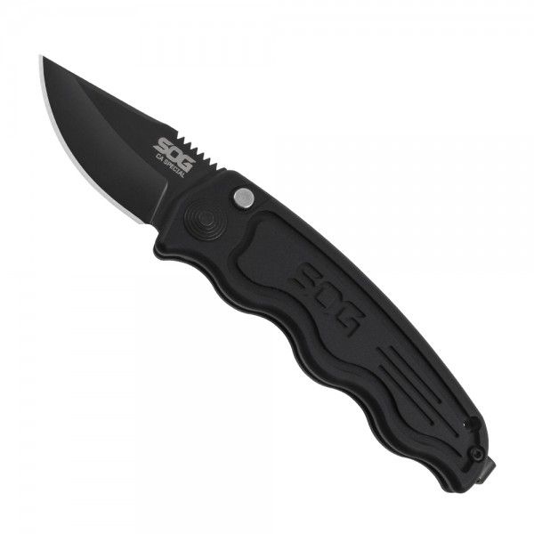 SOG Specialty Knives & Tools SOG-TAC California Special TiNi Folding Knife 1.9 in AUS-8 Blade Black 3.9-inch Hard-Anodized Aluminum Handle - Sog Specialty Knives & Tools