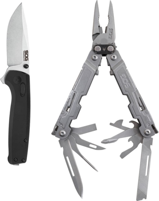 SOG Specialty Knives & Tools Terminus XR/PowerAccess Folding Knife 4in Closed 3in Satin D2 Tool Steel Blade Black G10 Handle - Sog Specialty Knives & Tools