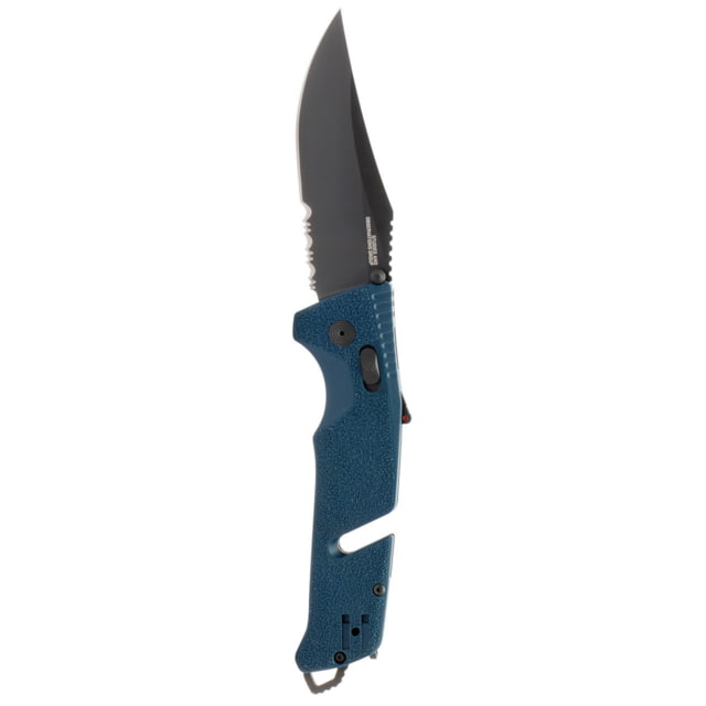 SOG Specialty Knives & Tools Trident AT Folding Knives 3.7in CRYO D2 Partially Serrated Clip Point Blade Uniform Blue GRN Handle