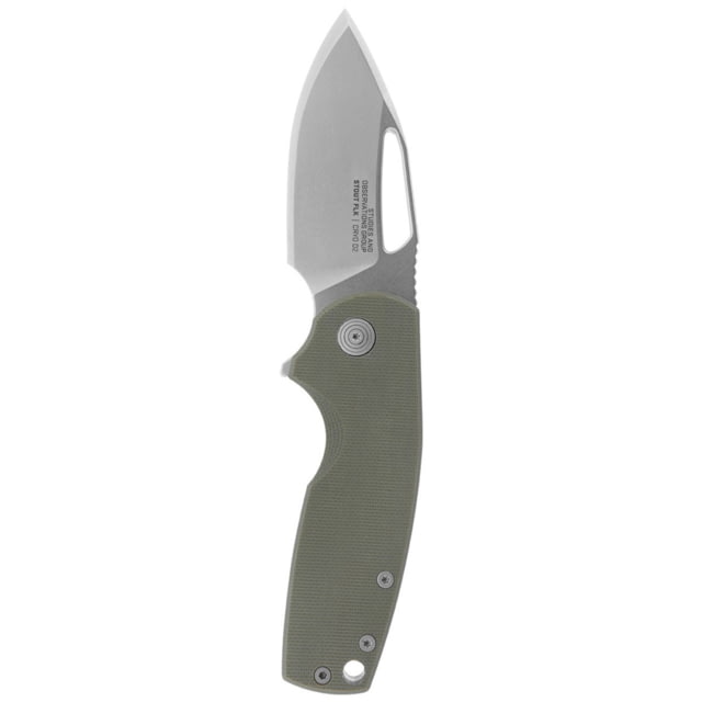 SOG Specialty Knives & Tools Stout FLK Folding Knives 2.62in CRYO D2 Stonewash Clip Point Blade Olive Drab/Silver G10 Handle