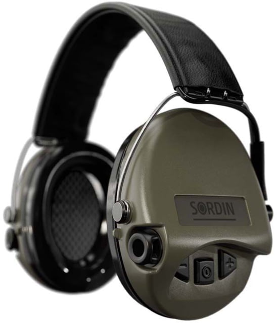 USED Sordin Supreme PRO Headset Foam Leather Headband Green Cups - Sordin