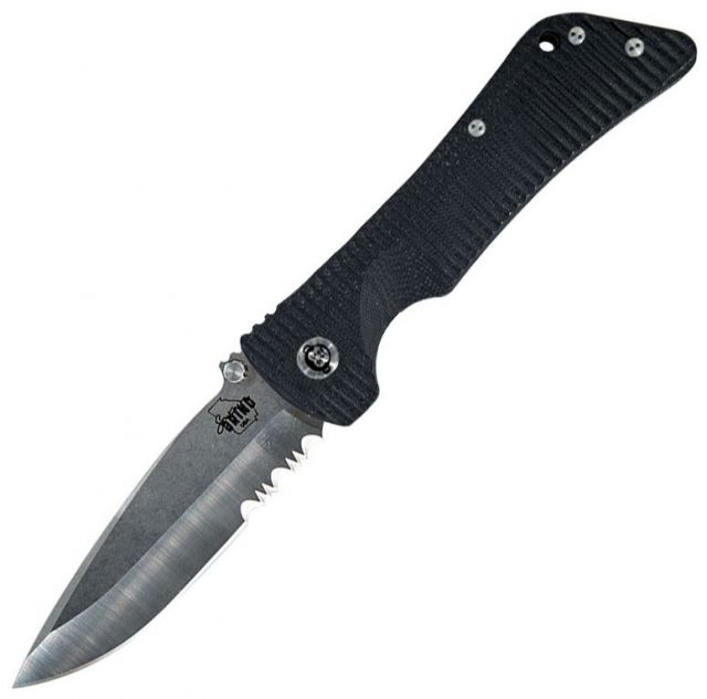 Southern Grind Bad Monkey Emmerson Folding Knife Serrated Tumbled Satin Blade/Black G10 Handle Blade Length 4in - Southern Grind