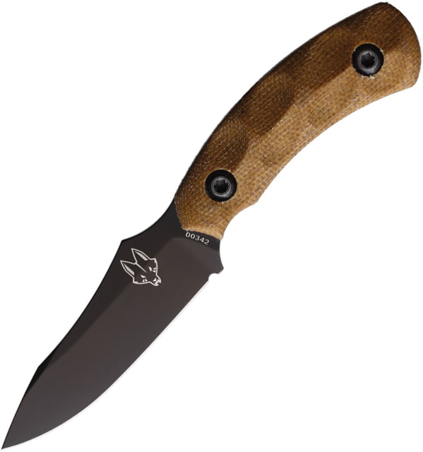 Southern Grind Jackal Pup Black Fixed Blade Knife 5.75in Overall 2.88in Black PVD Coated 8670 Steel Blade Tan Sculpted Micarta Handle Black Kydex Belt - Southern Grind