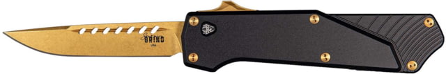 Southern Grind Arachnid Automatic Folding Knife 3.2in S35VN Stainless Steel Drop Point Plain Blade Bronze Black 7075-T6 Aluminum Handle - Southern Grind