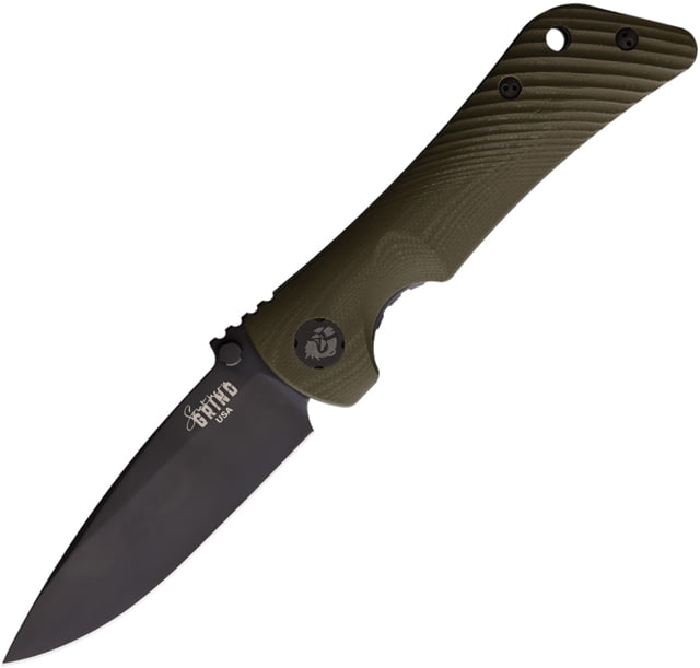 Southern Grind Spider Monkey DP Magna Cut Folding Knife 4.25in Closed 3.25in Black Oxide Magnacut Steel Drop Point Blade OD Green G10 Handle - Southern Grind